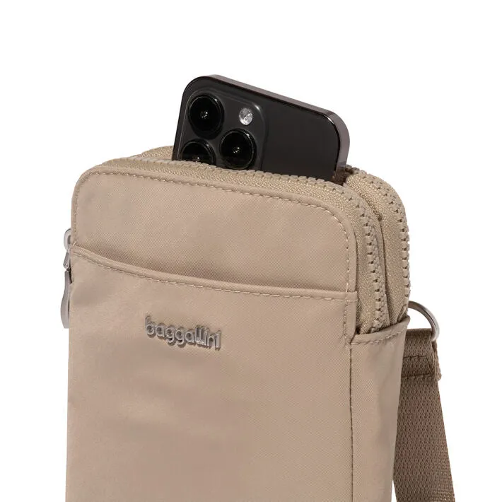 Baggallini Modern Take Two RFID Crossbody Color: Taupe Twill