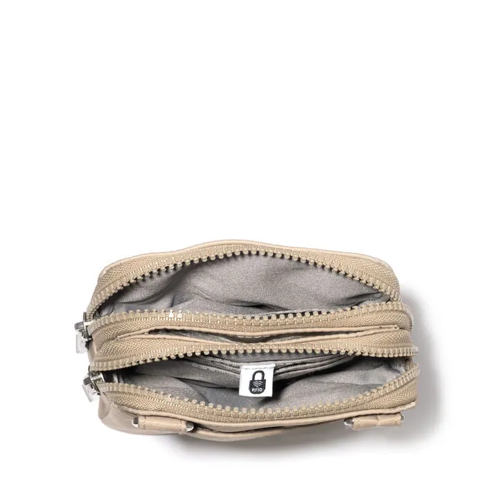 Baggallini Modern Take Two RFID Crossbody Color: Taupe Twill