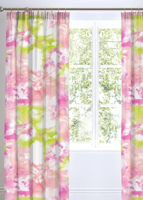 Bedlam Tye Dye Pink Pencil Pleat Curtains