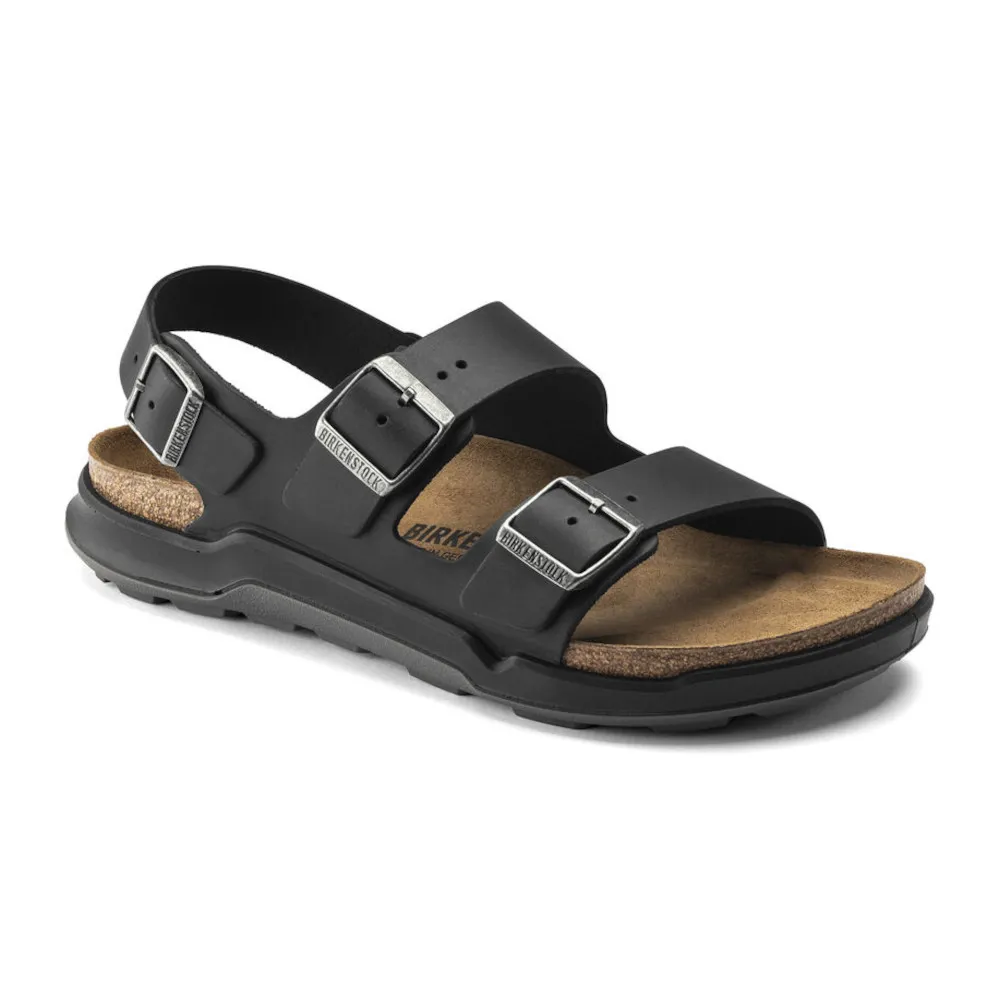 Birkenstock Milano Rugged Black Oiled Leather Men’s Sandals (Regular)