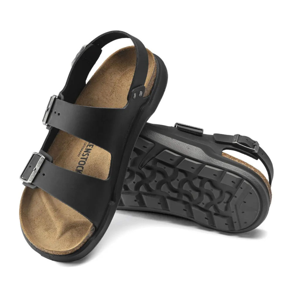 Birkenstock Milano Rugged Black Oiled Leather Men’s Sandals (Regular)