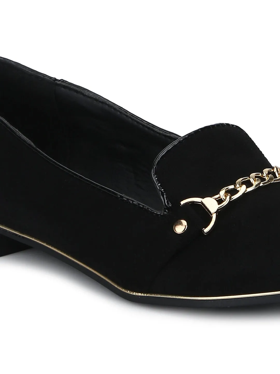 Black Micro Chained Belly Flats