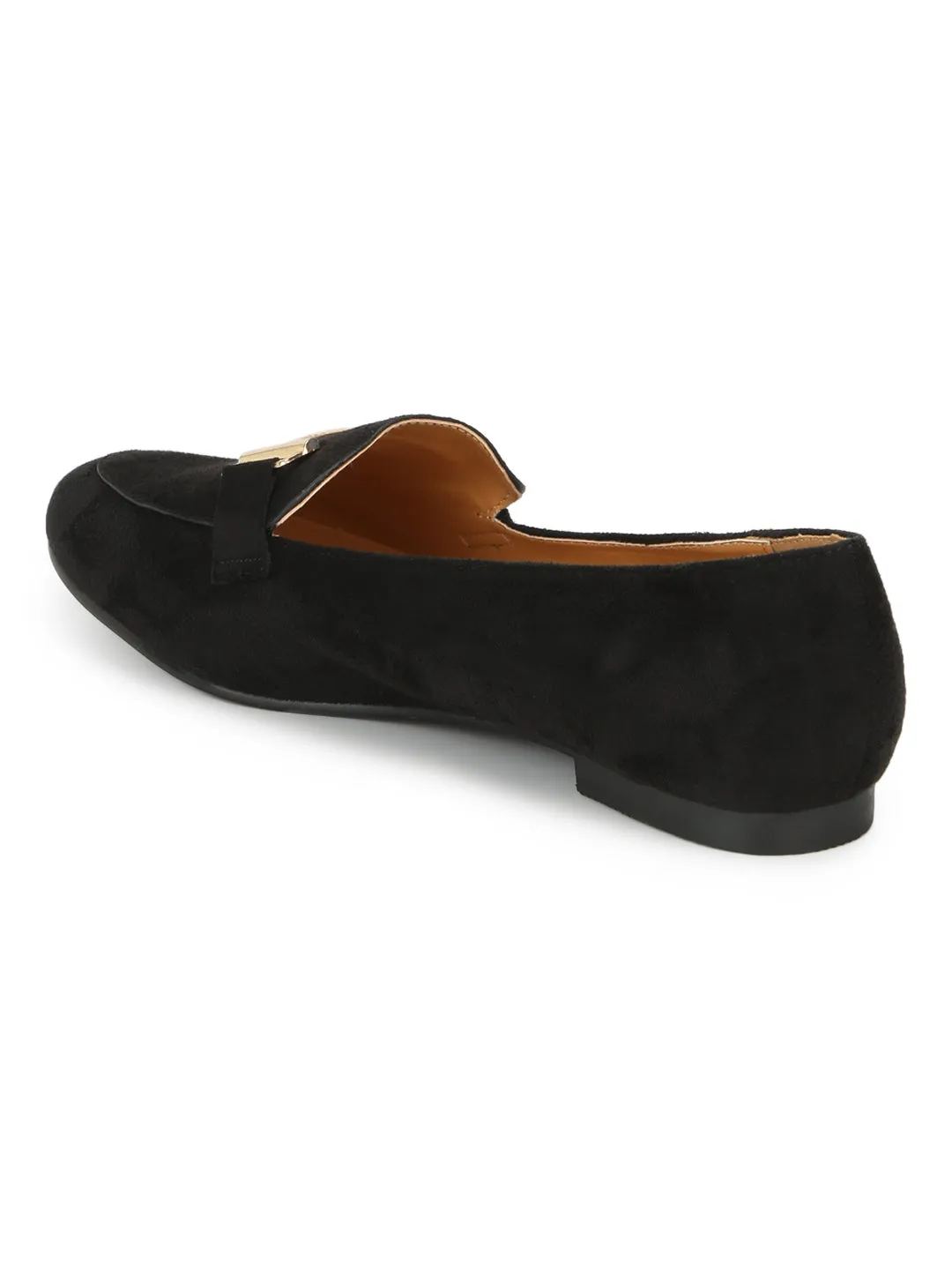 Black Micro Loafer Belly Flats