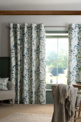 Blue Isla Floral Print Blackout/Thermal Curtains