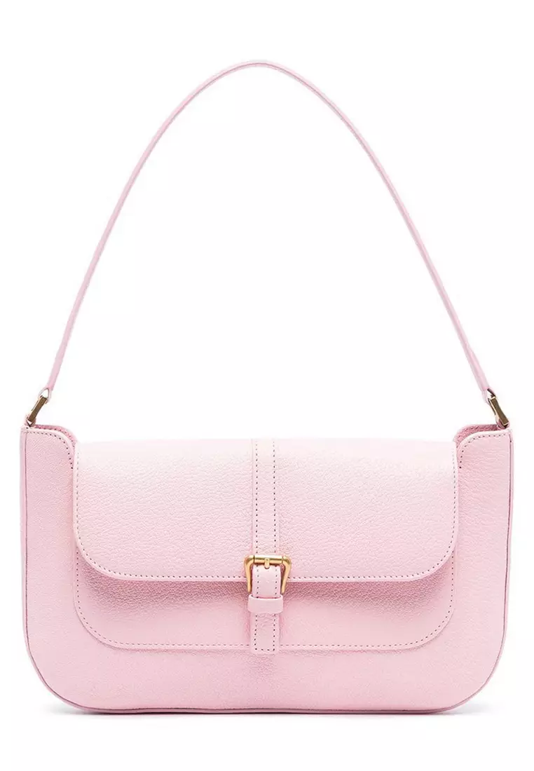 By Far By Far Miranda Grained Leather Shoulder Bag in Peony