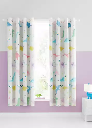 Catherine Lansfield Dinosaur Friends Pair of Lined Eyelet Curtains | Kaleidoscope