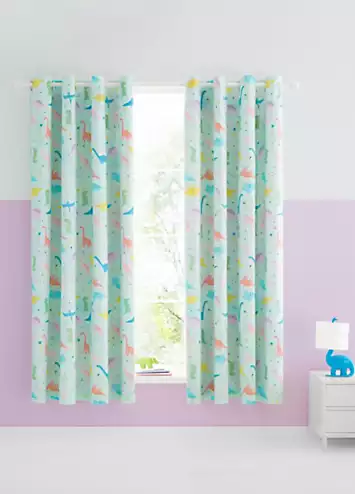 Catherine Lansfield Dinosaur Friends Pair of Lined Eyelet Curtains | Kaleidoscope