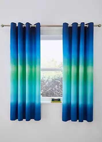 Catherine Lansfield Ombre Stripe Pair of Lined Eyelet Curtains | Kaleidoscope