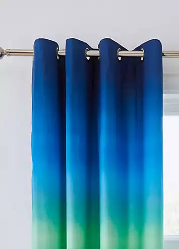 Catherine Lansfield Ombre Stripe Pair of Lined Eyelet Curtains | Kaleidoscope