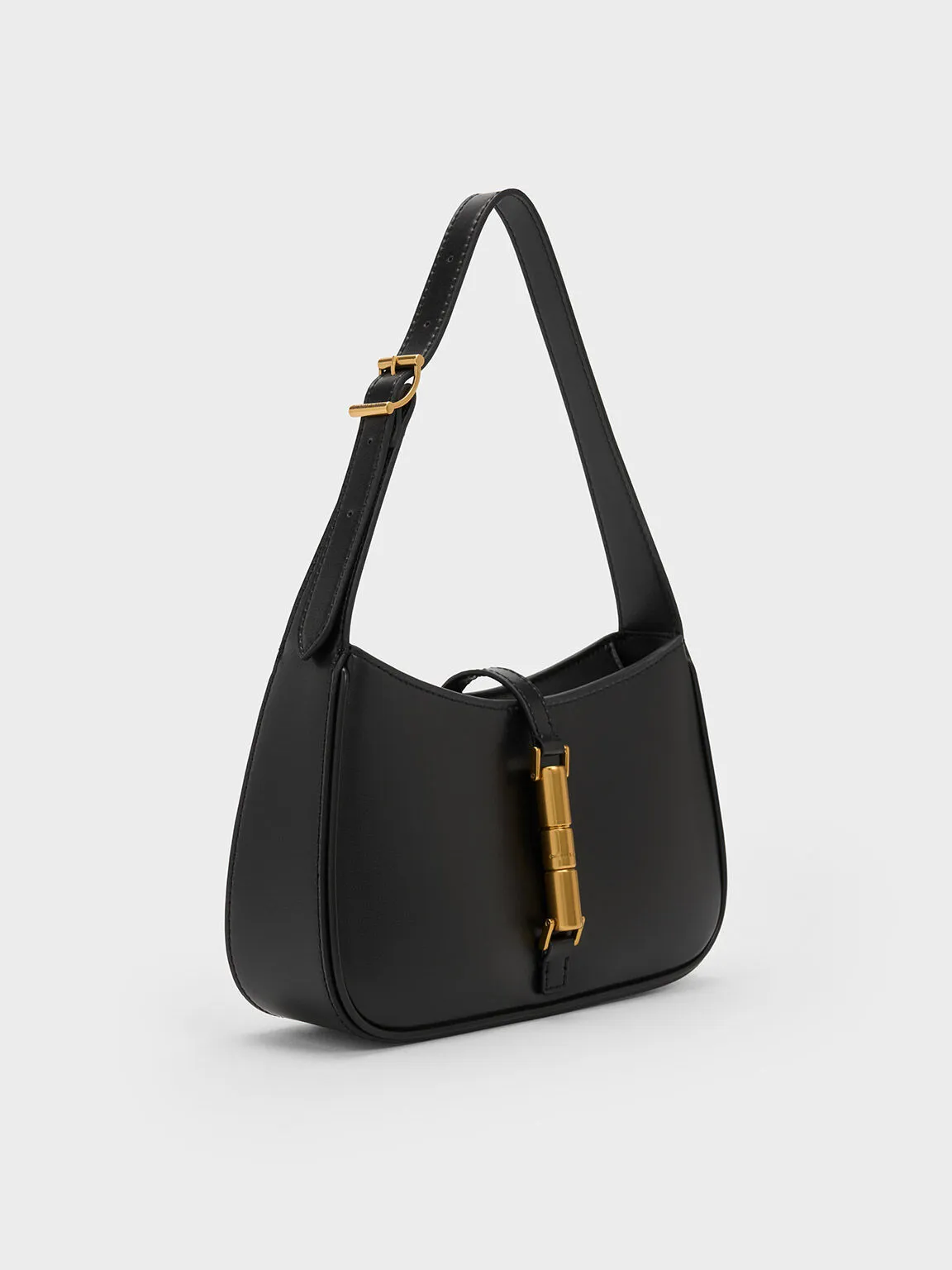 Cesia Metallic Accent Shoulder Bag - Black