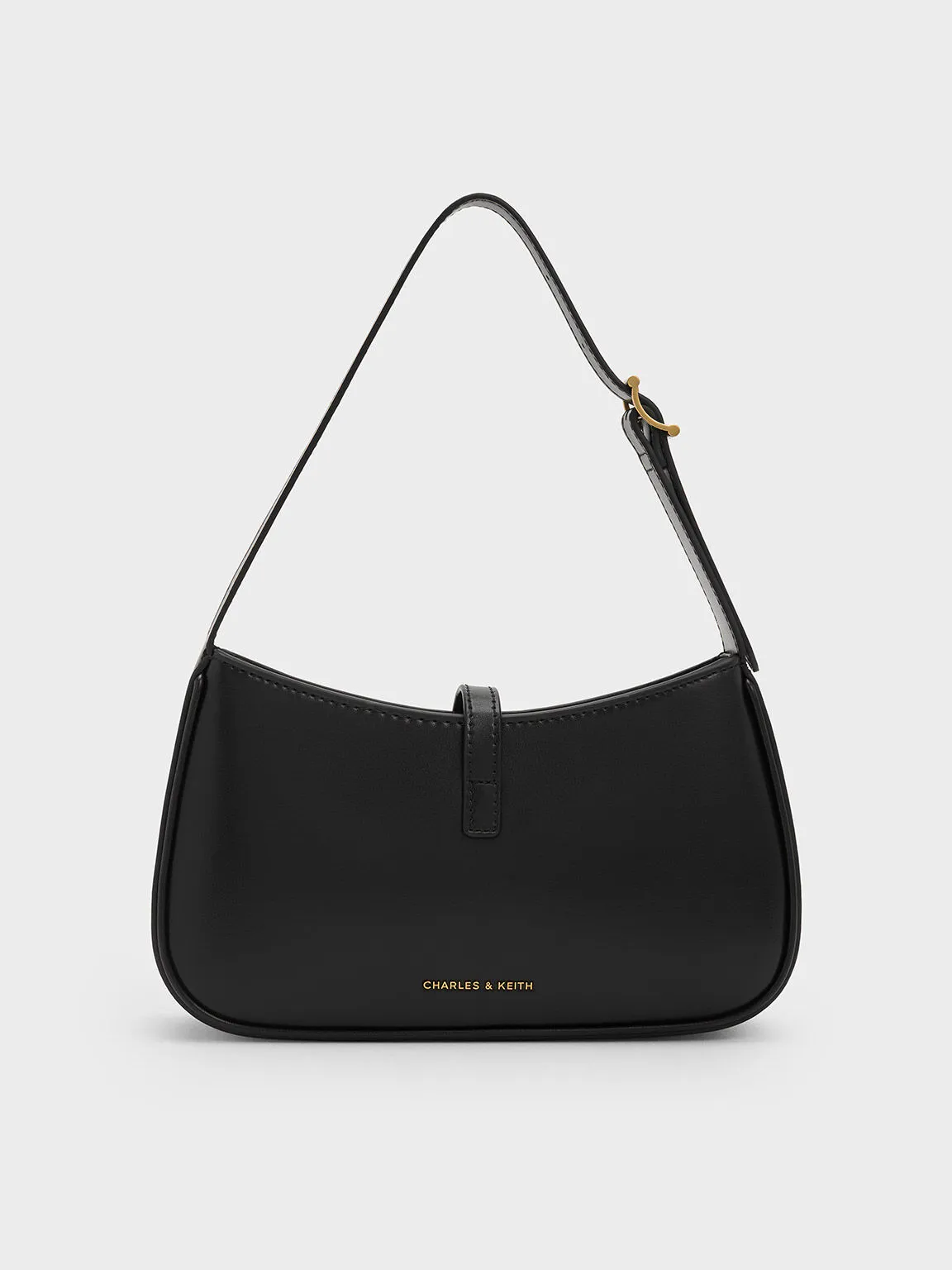 Cesia Metallic Accent Shoulder Bag - Black