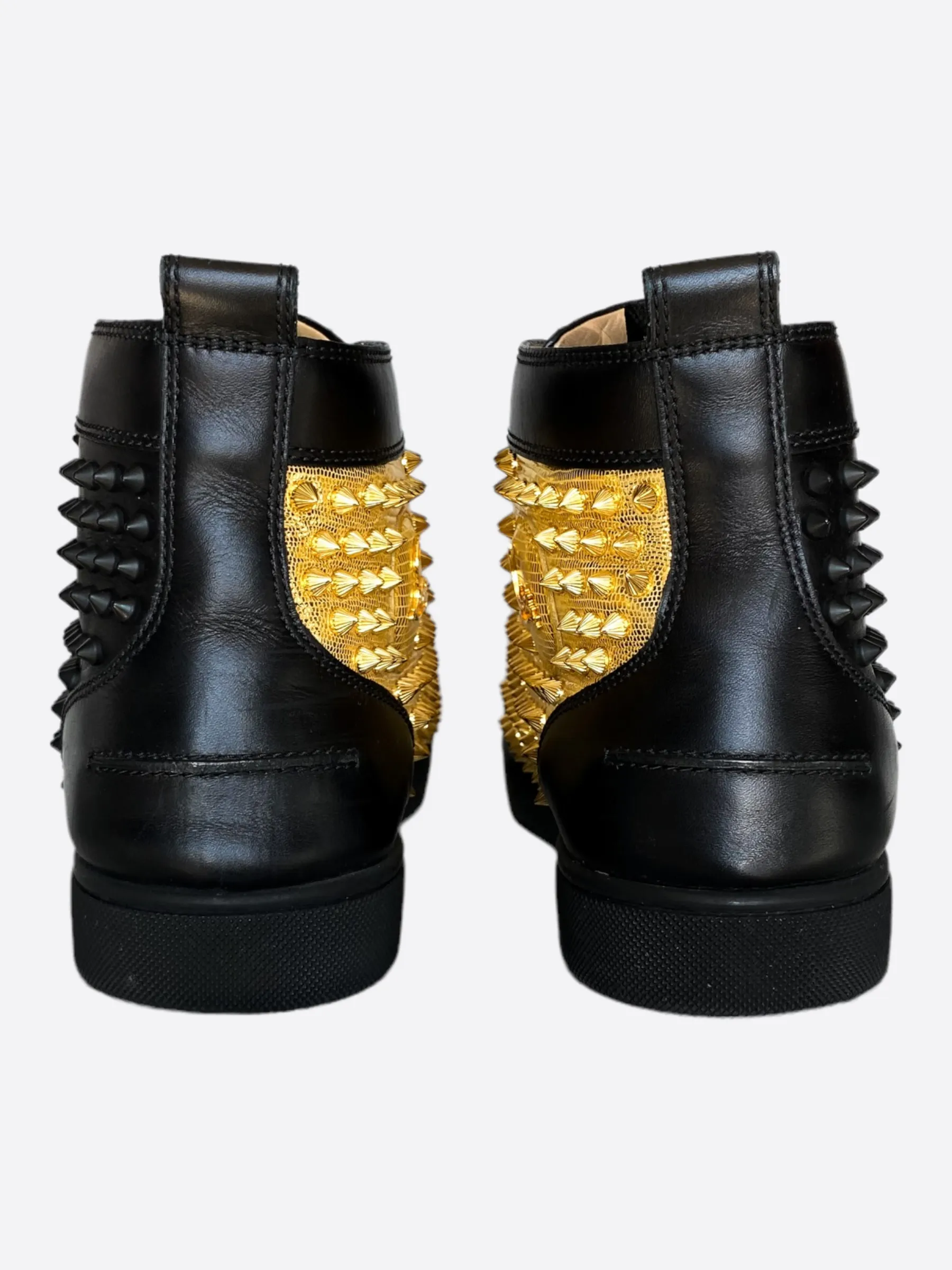 Christian Louboutin Black & Gold High Top Spiked Sneakers