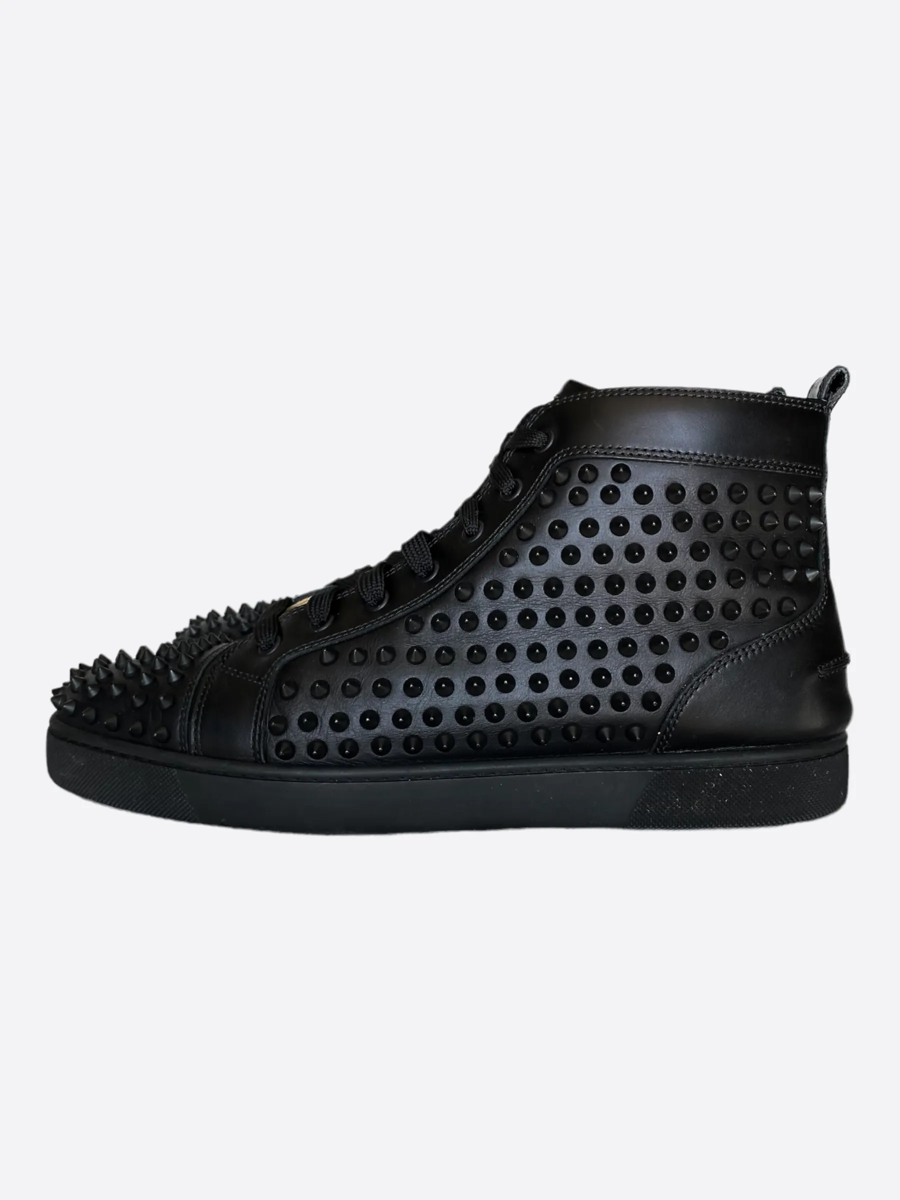 Christian Louboutin Black & Gold High Top Spiked Sneakers