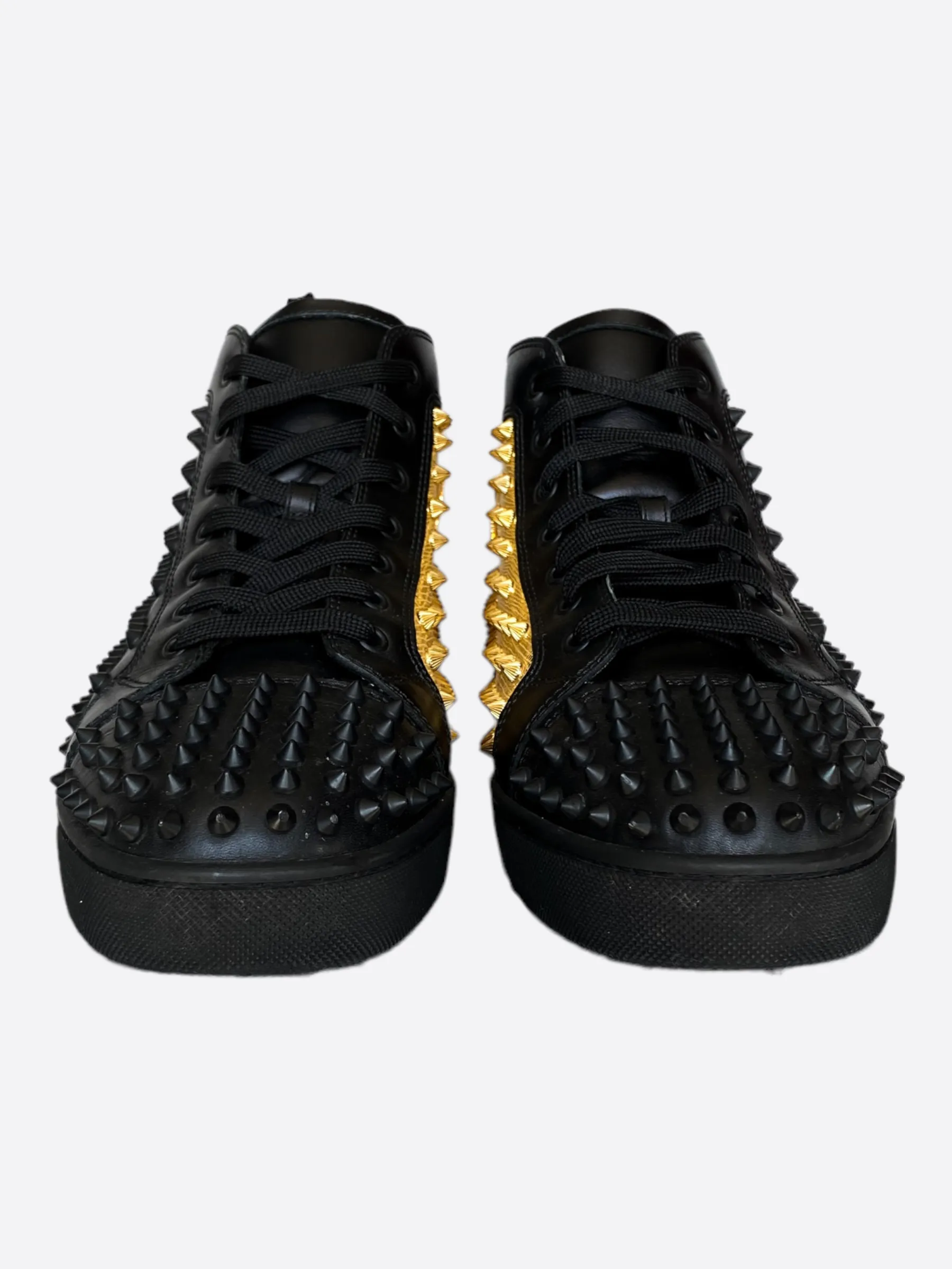 Christian Louboutin Black & Gold High Top Spiked Sneakers