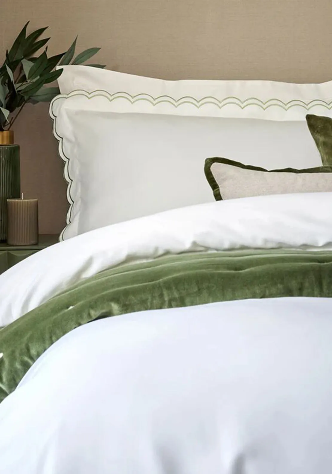 Christy Scallop Edge Duvet Cover Set, Matcha