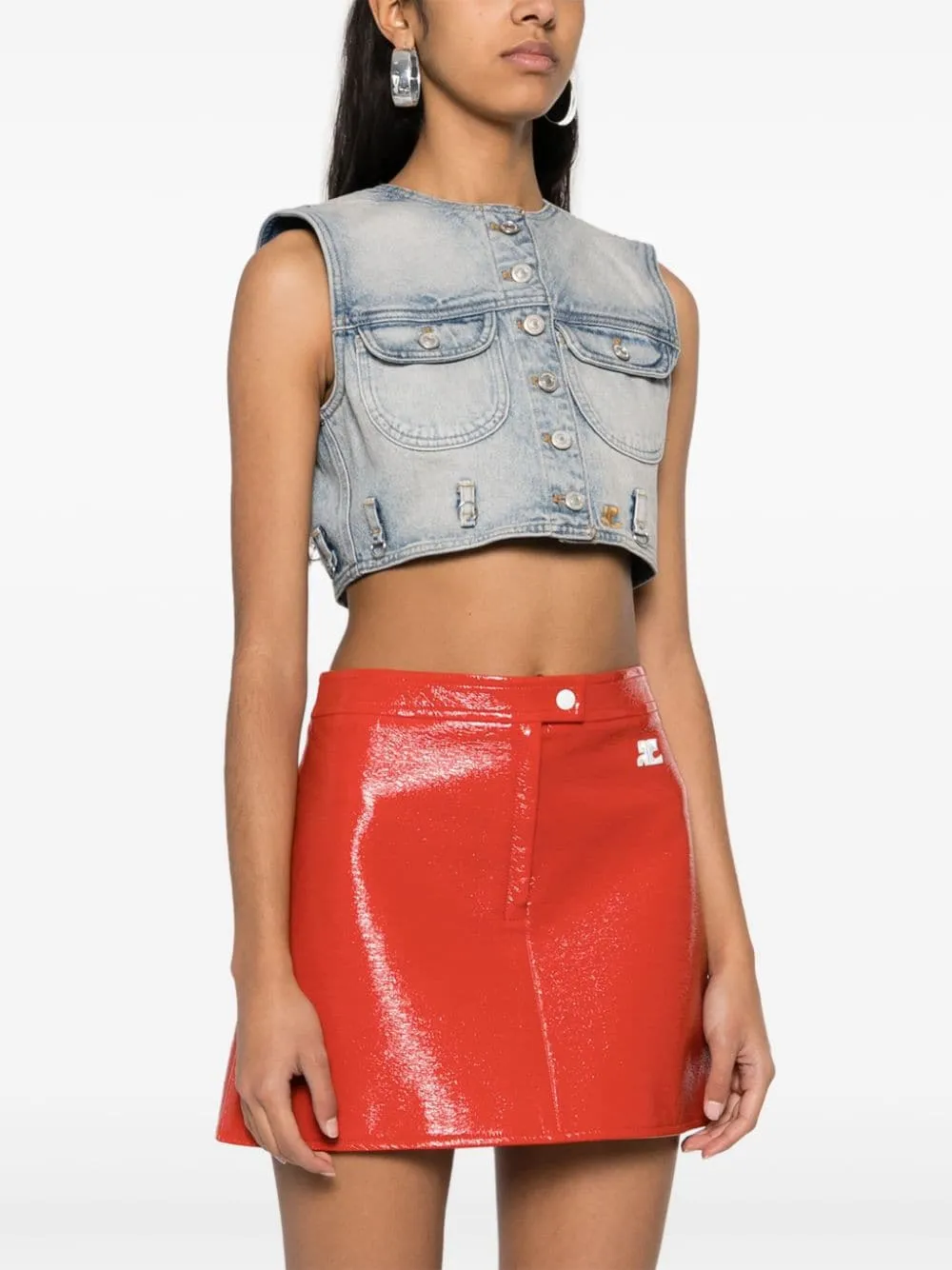 Courreges Pre    Courreges Pre Denim Cropped Vest