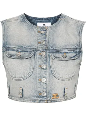 Courreges Pre    Courreges Pre Denim Cropped Vest