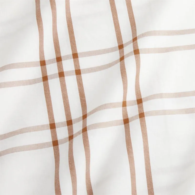 Crate&Barrel Stax Almond Brown Yarn-Dyed Organic Cotton Toddler Duvet Cover