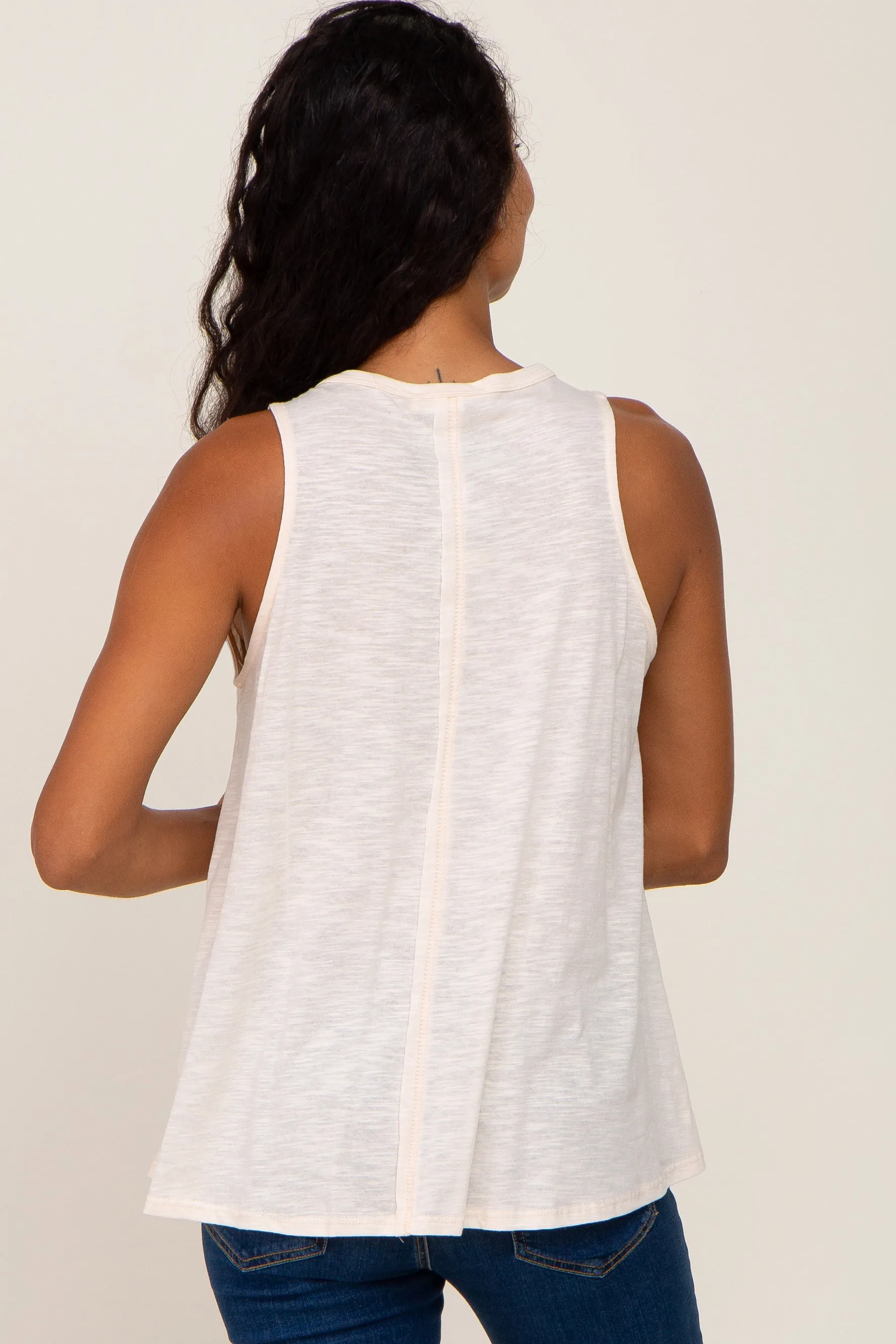 Cream Heathered Tank Top