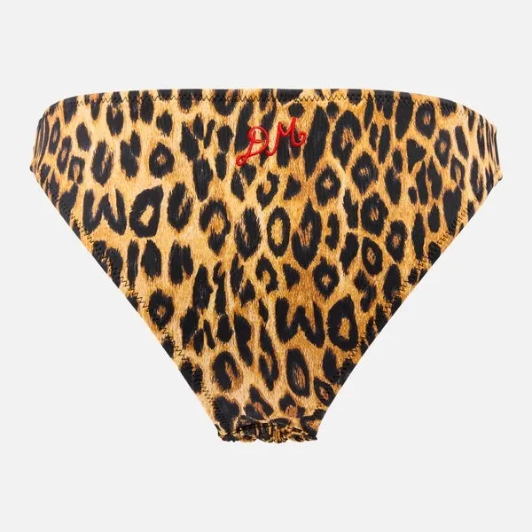 Damson Madder Leopard-Print Shirred Bikini Bottoms