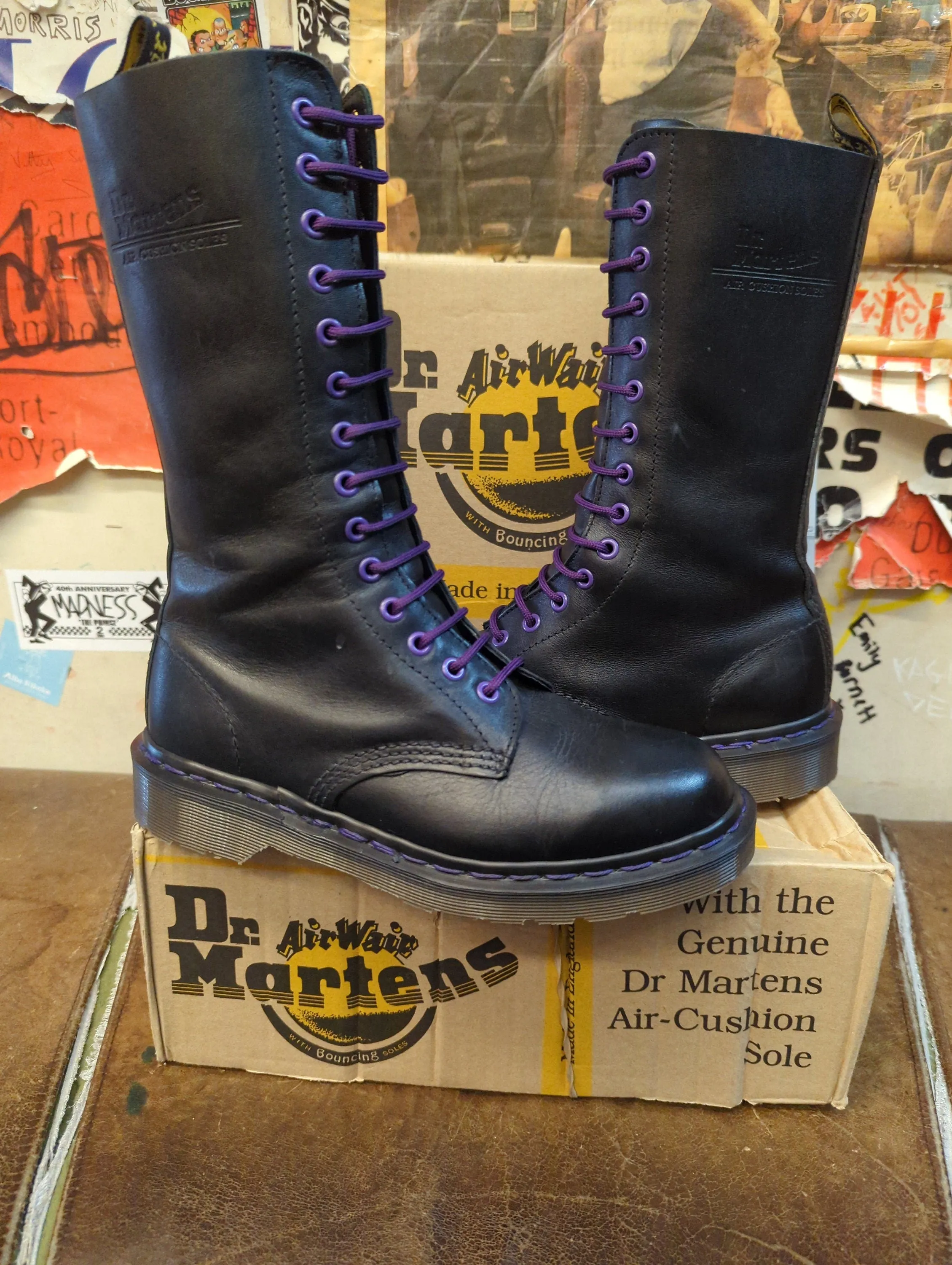 Dr Martens 1914 Black Abaline 14 Hole Made in England Size 5