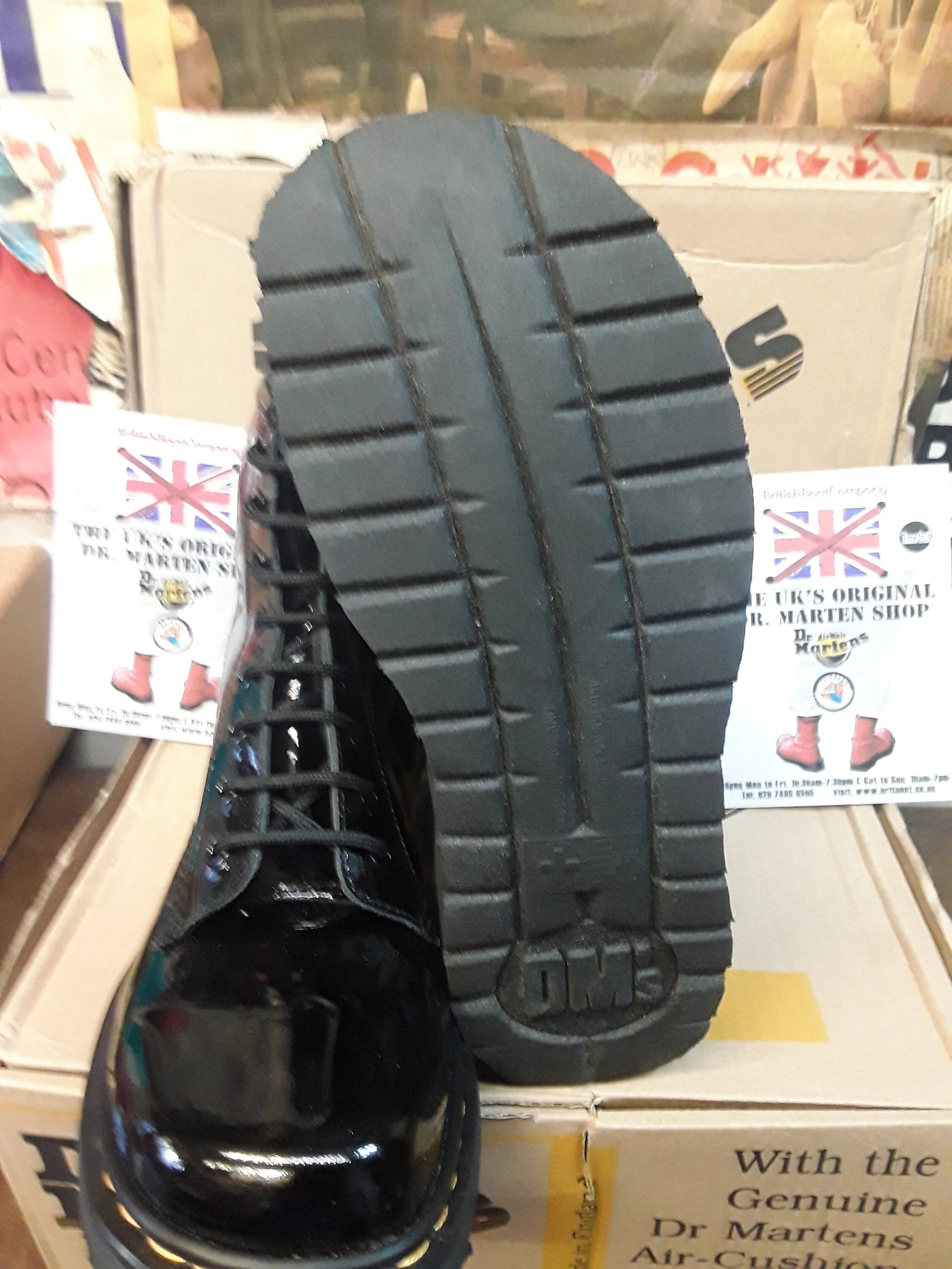 Dr Martens 9218 Black Patent 8 Hole Made in England Size 6.5