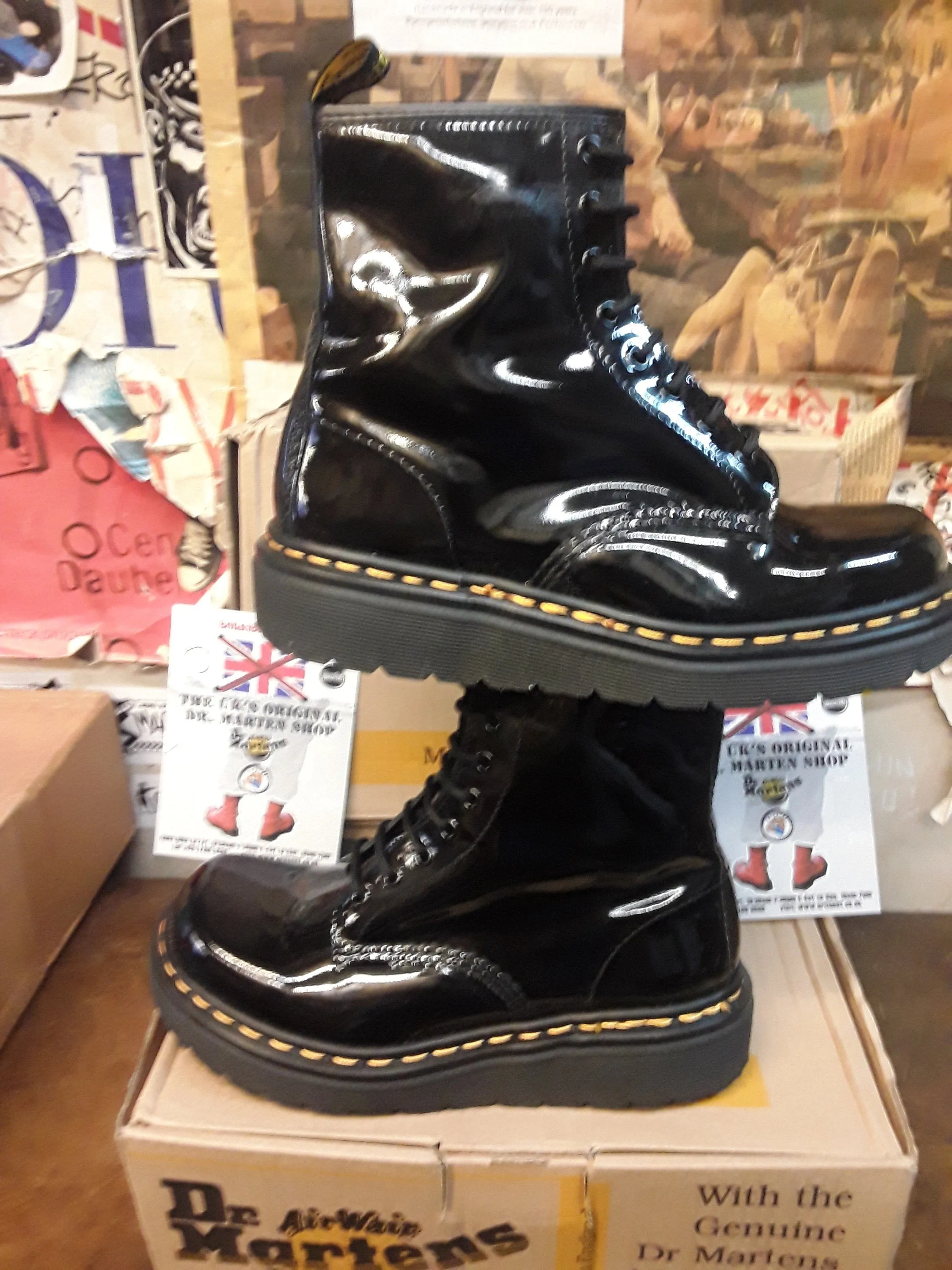 Dr Martens 9218 Black Patent 8 Hole Made in England Size 6.5