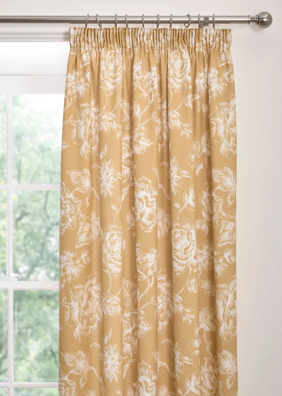 Dreams & Drapes Design Mishka Gold Pencil Pleat Curtains With Tie-Backs