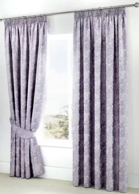 Dreams & Drapes Jasmine Purple Pencil Curtains with Tie-backs