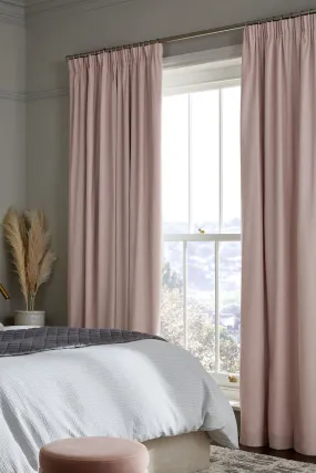 Dusky Pink Cotton Blackout/Thermal Pencil Pleat Curtains