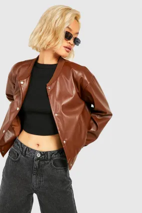 Faux Leather Bomber Jacket