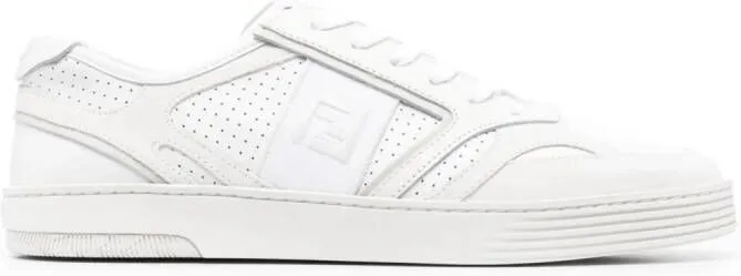 FENDI FF-embroidered lace-up sneakers White