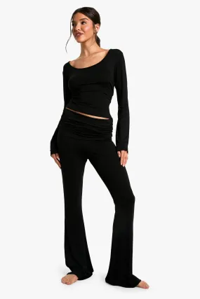 Fold over Flared Lounge Trousers