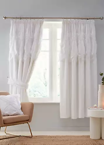 Freemans Home Laila White Pair of Pencil Pleat Curtains | Kaleidoscope