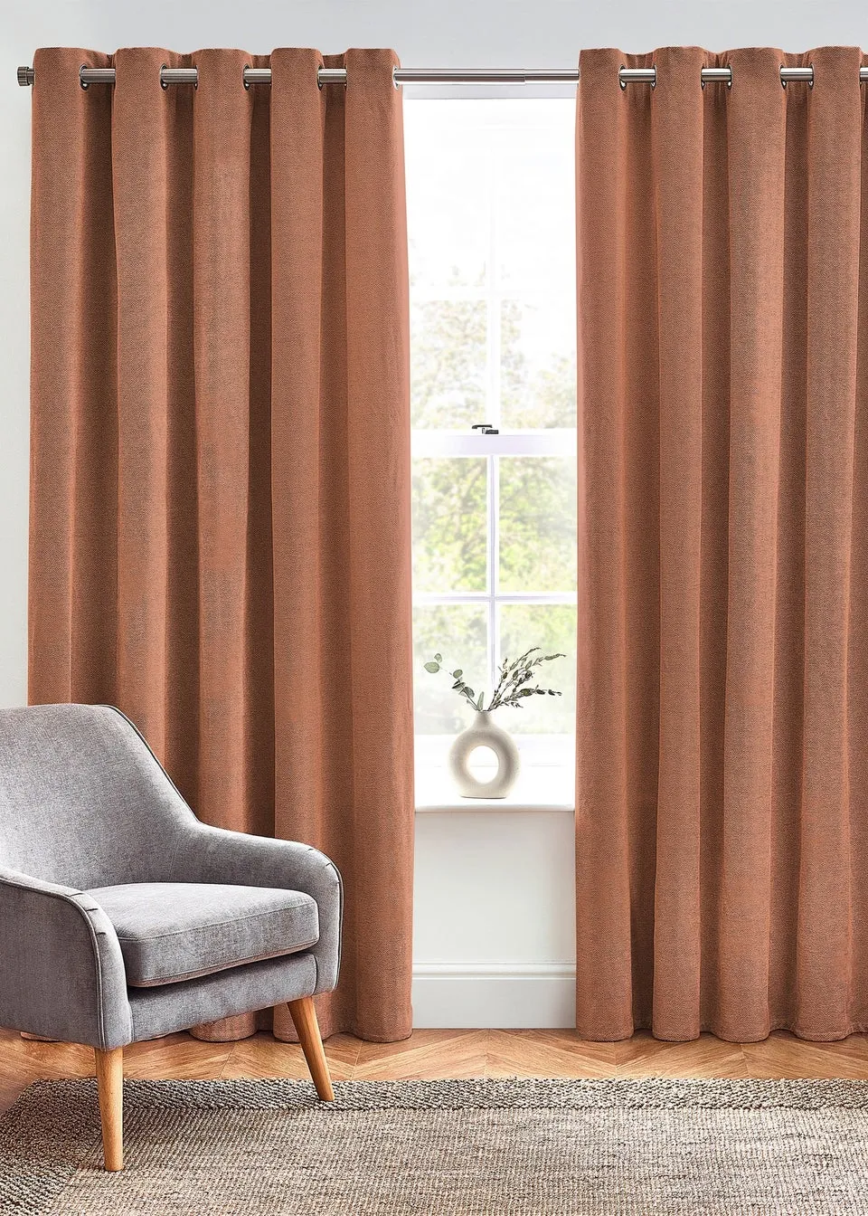 furn. Hudson Herringbone Chenille Eyelet Curtains