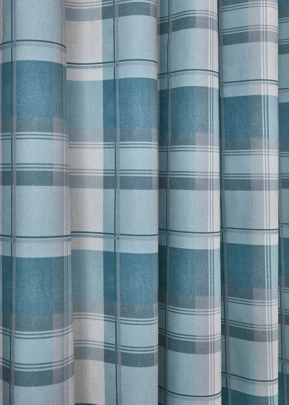 Fusion Balmoral Check Blue Eyelet Curtains