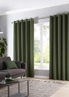 Fusion Sorbonne Bottle Green Eyelet Curtains