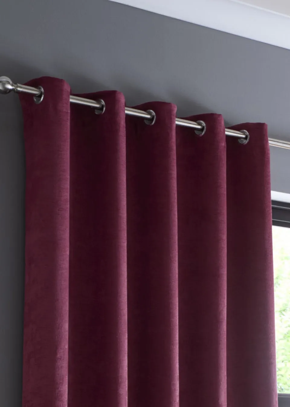 Fusion Strata Dim out Woven Purple Eyelet Curtains