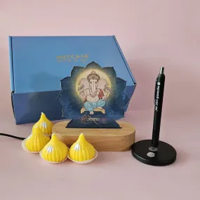 Ganesha Light Led Lamp Idol For Home With Modak Candles & Lamp; Pen - Ganesh Chaturti Gifts