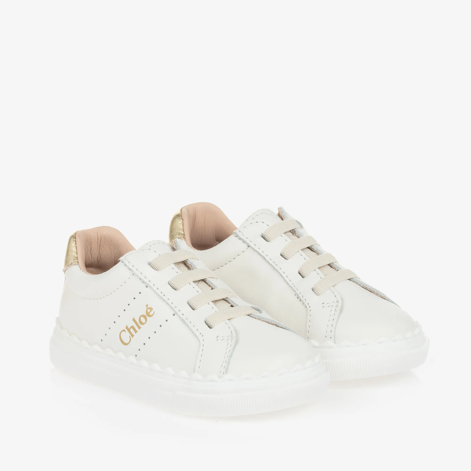 Girls White Leather Trainers