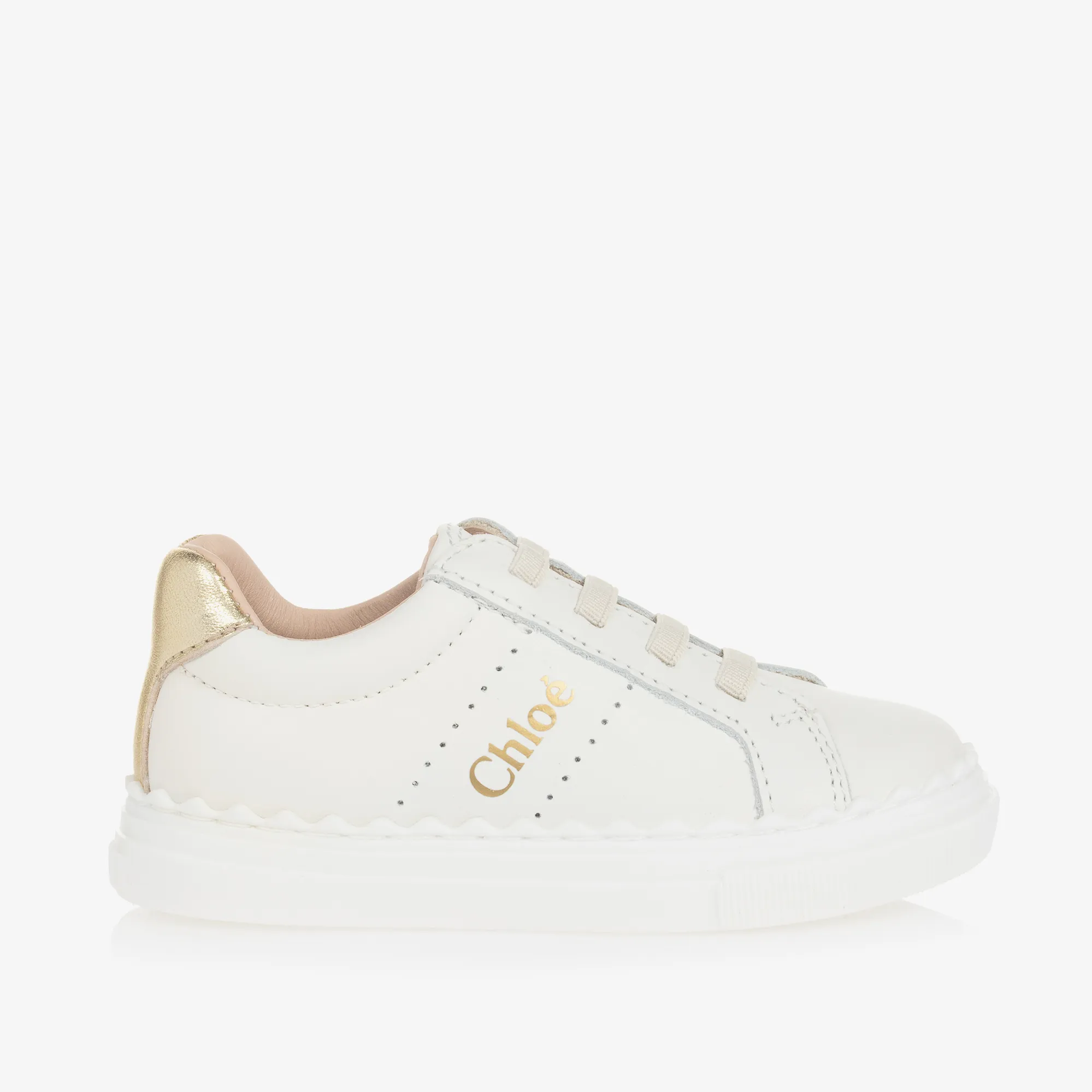 Girls White Leather Trainers