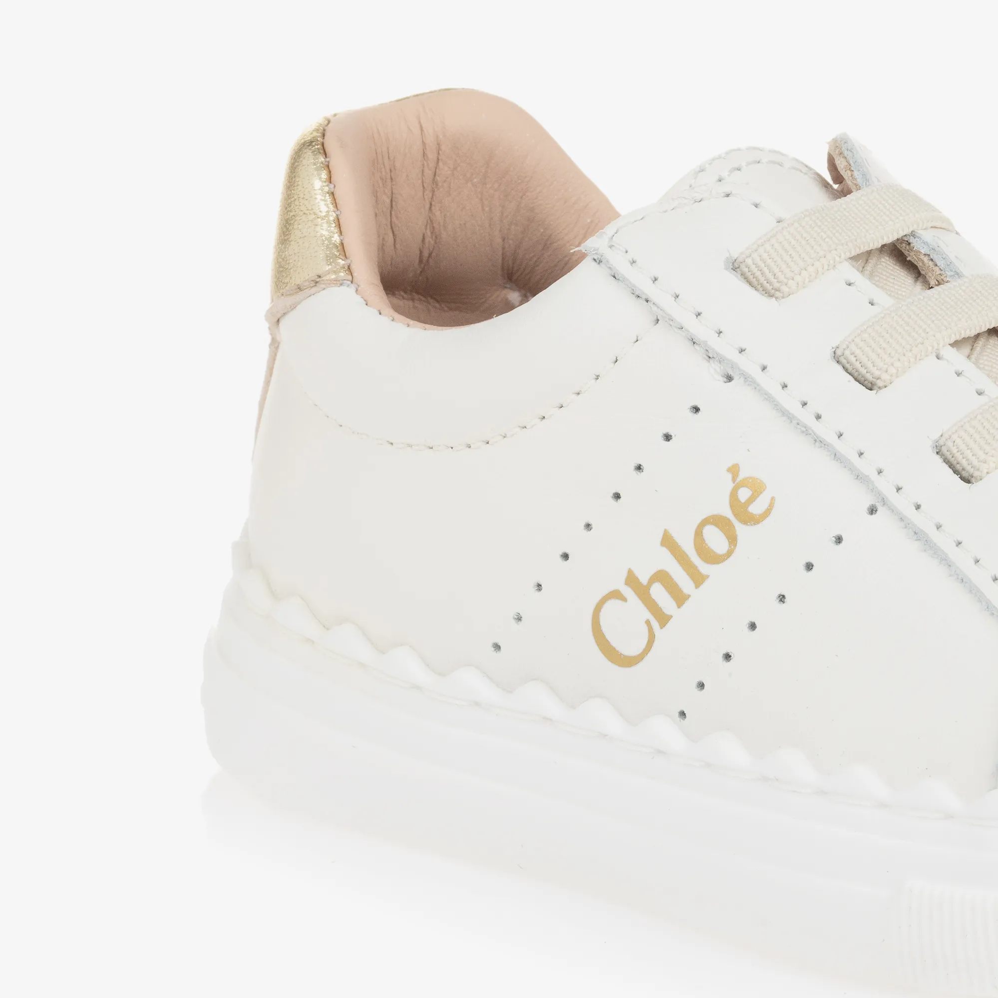 Girls White Leather Trainers