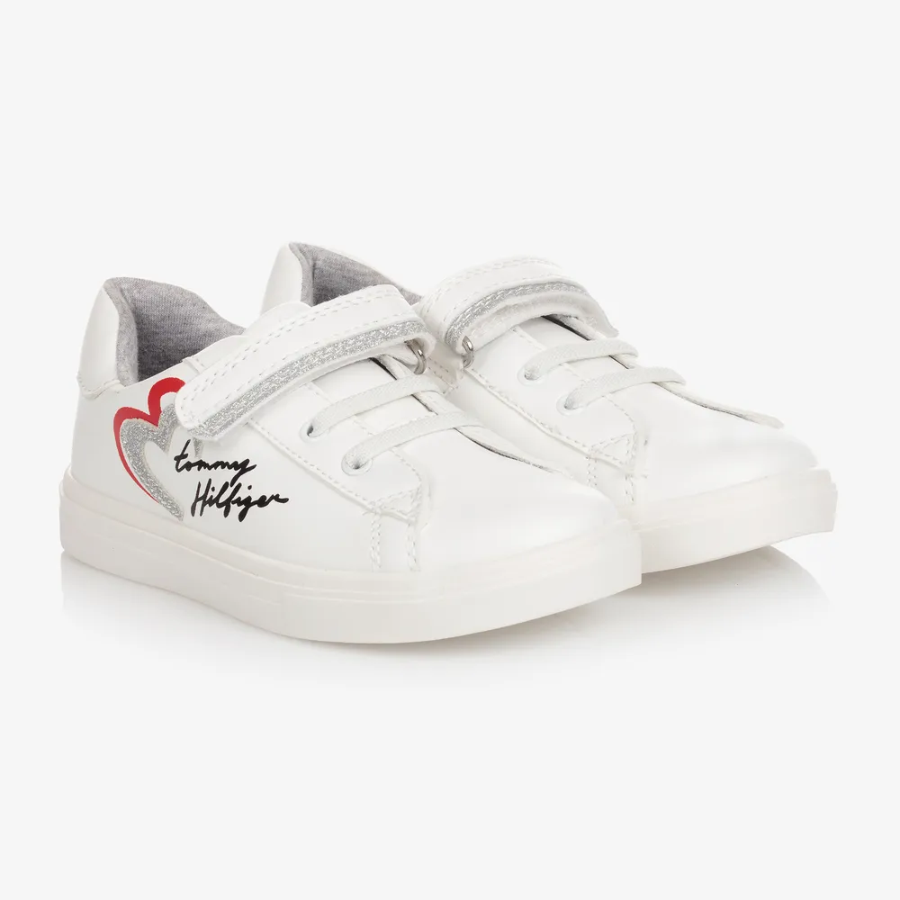 Girls White Velcro Trainers