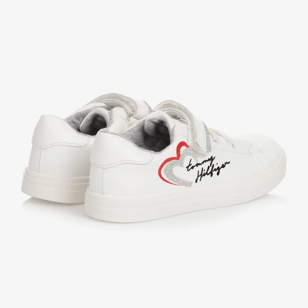 Girls White Velcro Trainers