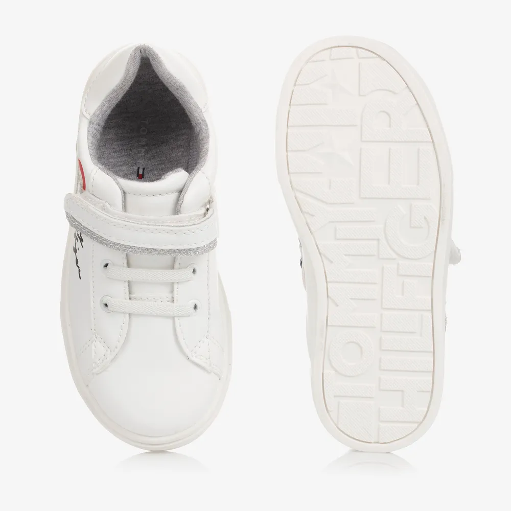 Girls White Velcro Trainers