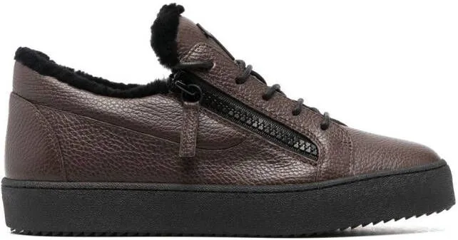 Giuseppe Zanotti leather low top sneakers Brown