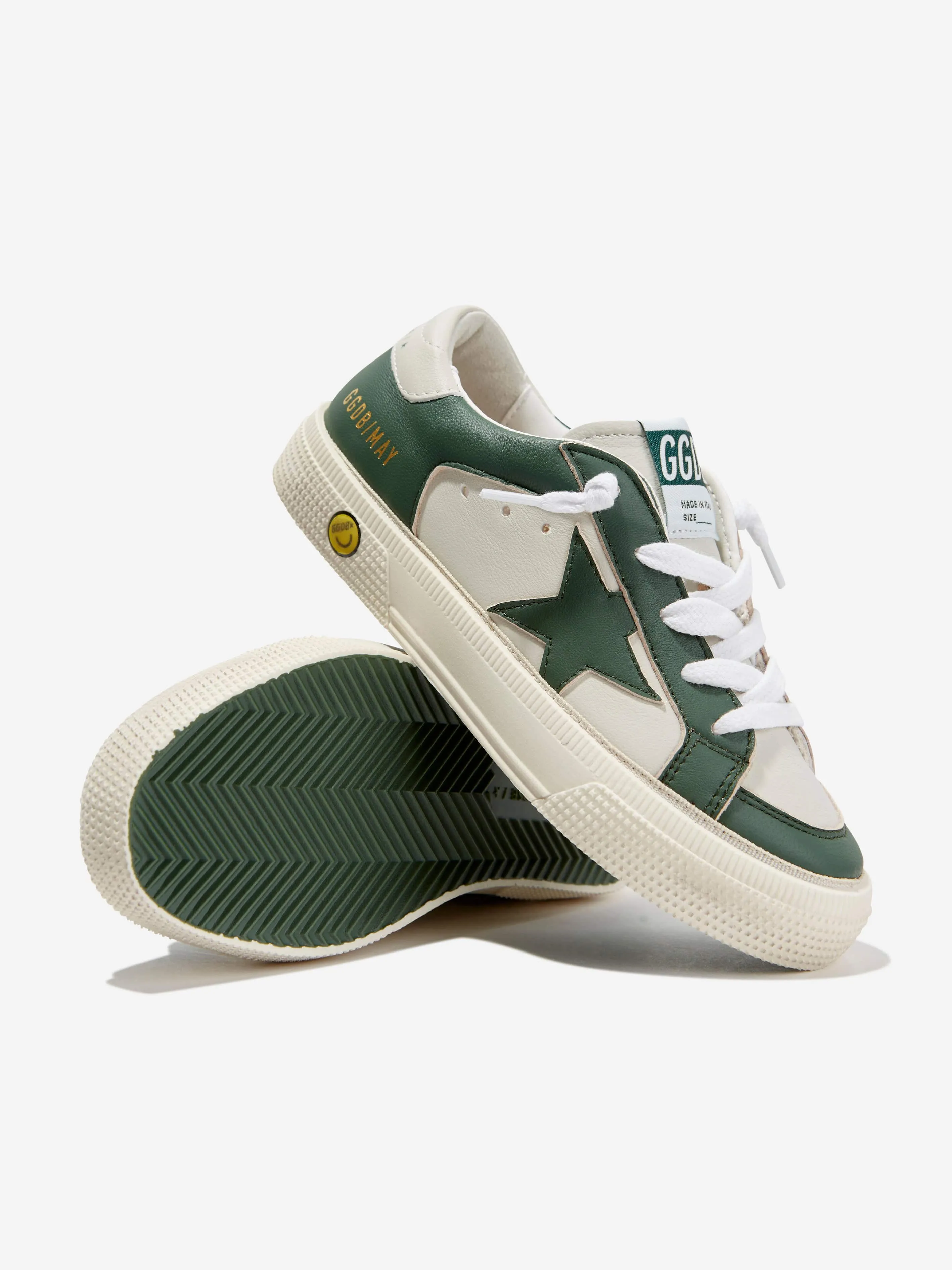 Golden Goose Kids Leather May Trainers in Green