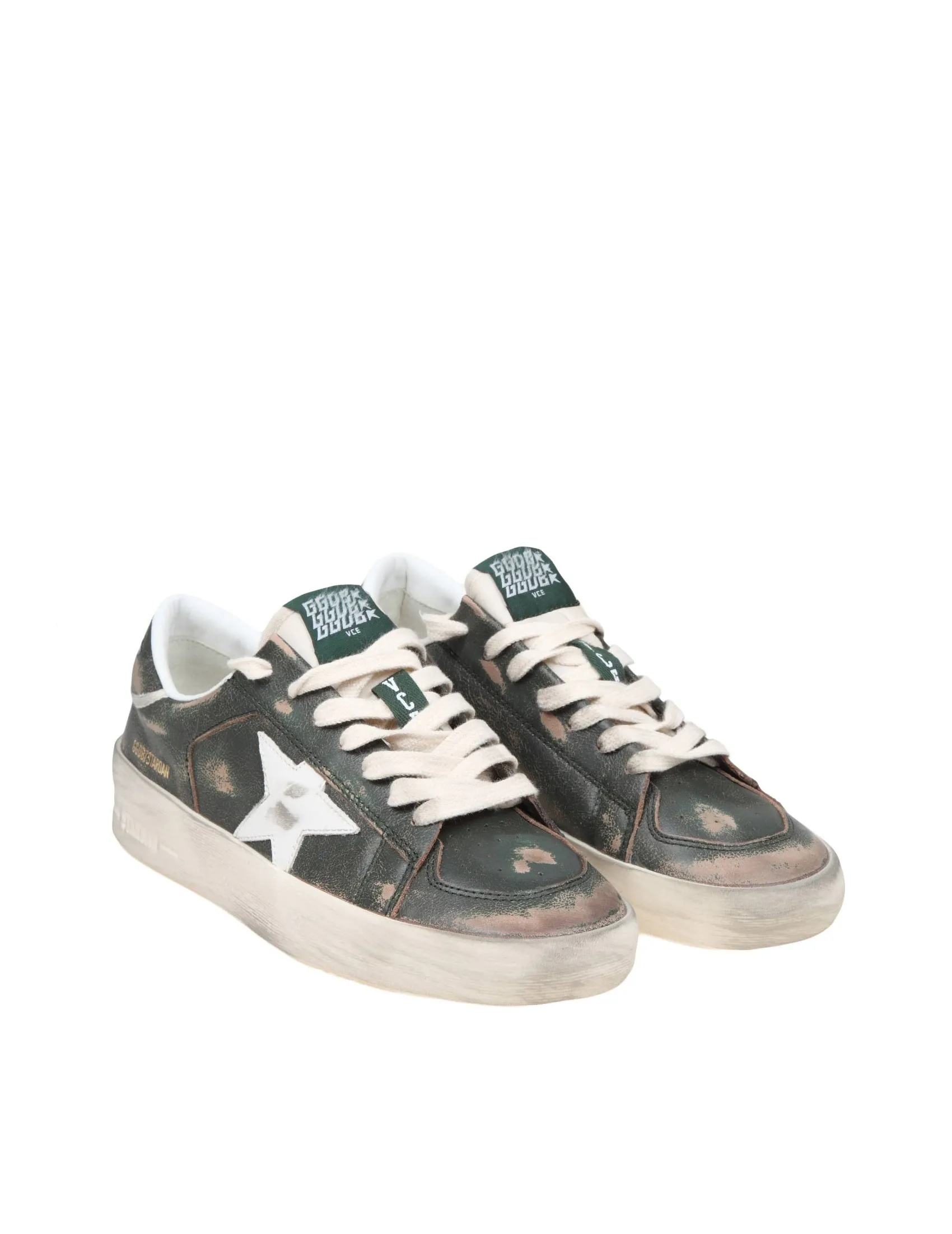 GOLDEN GOOSE STARDAN VINTAGE EFFECT LEATHER SNEAKERS