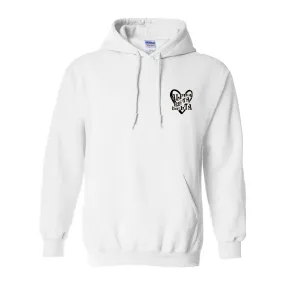 Greek Cotton White Hoodie, Simple Heart Design