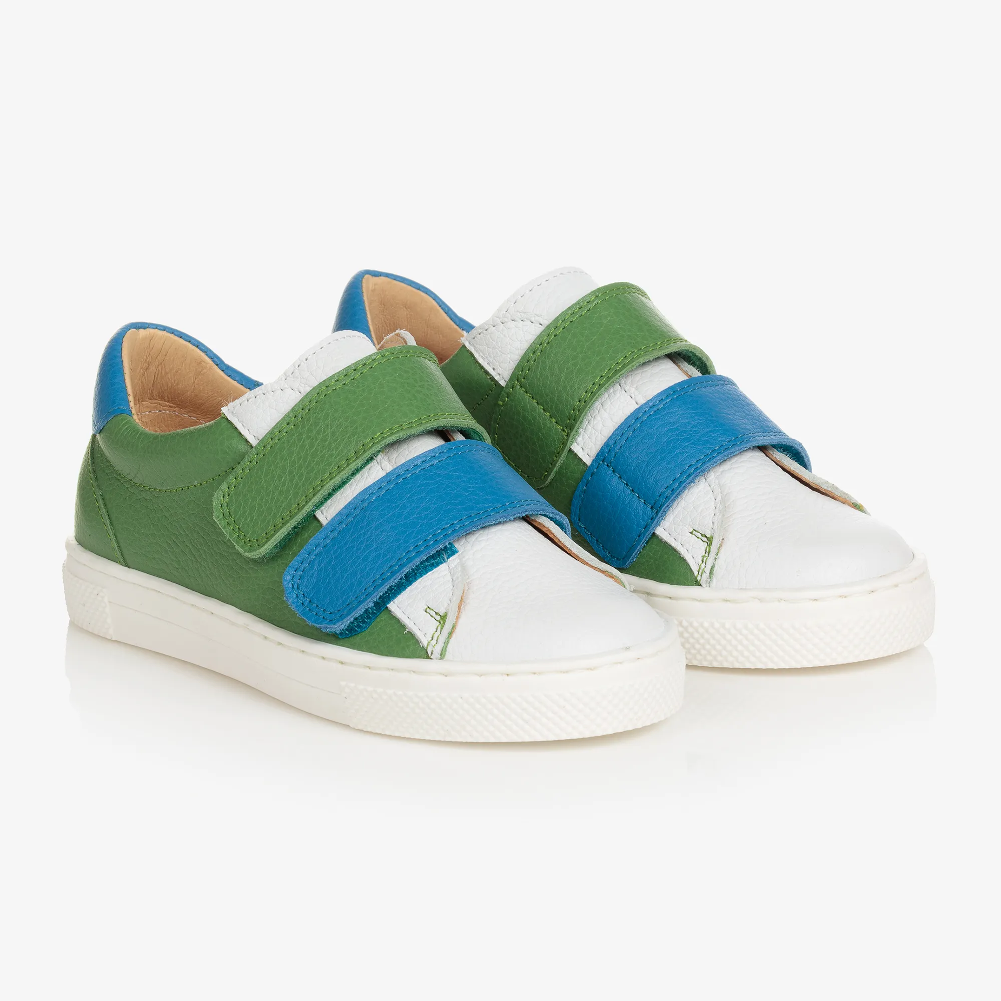 Green & White Leather Trainers